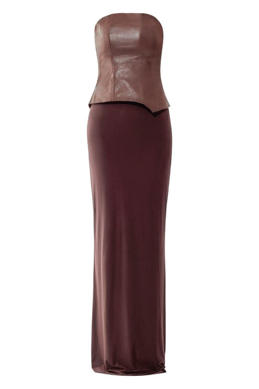 LINNEA CHERRY RED CORSET TOP AND SKIRT SET