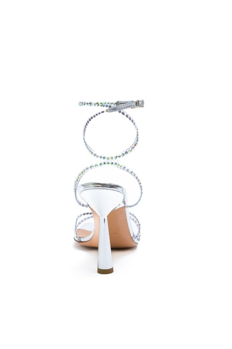 KIM SANDAL IN SILVER CRYSTAL TRANSPARENT