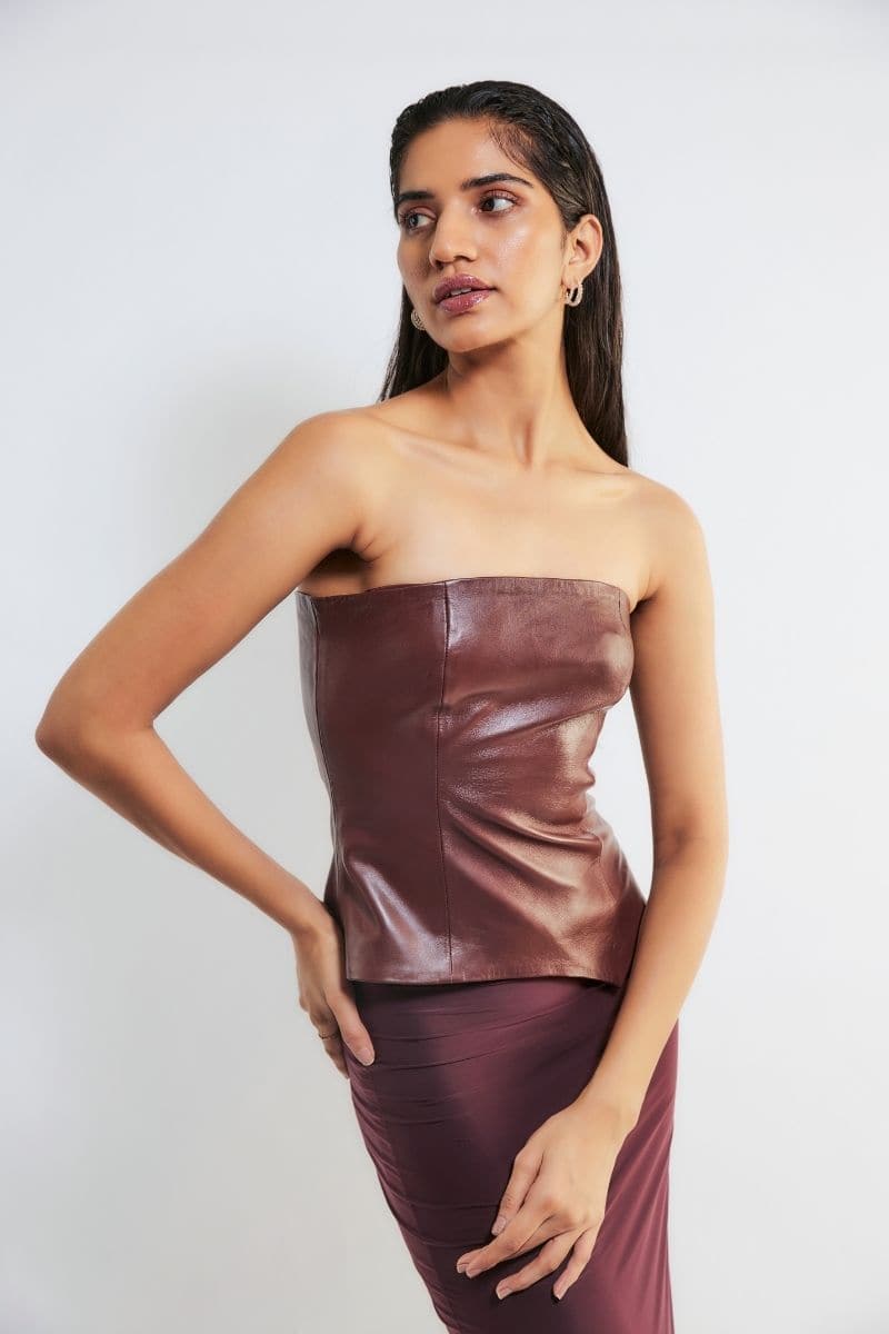 LINNEA CHERRY RED CORSET TOP AND SKIRT SET