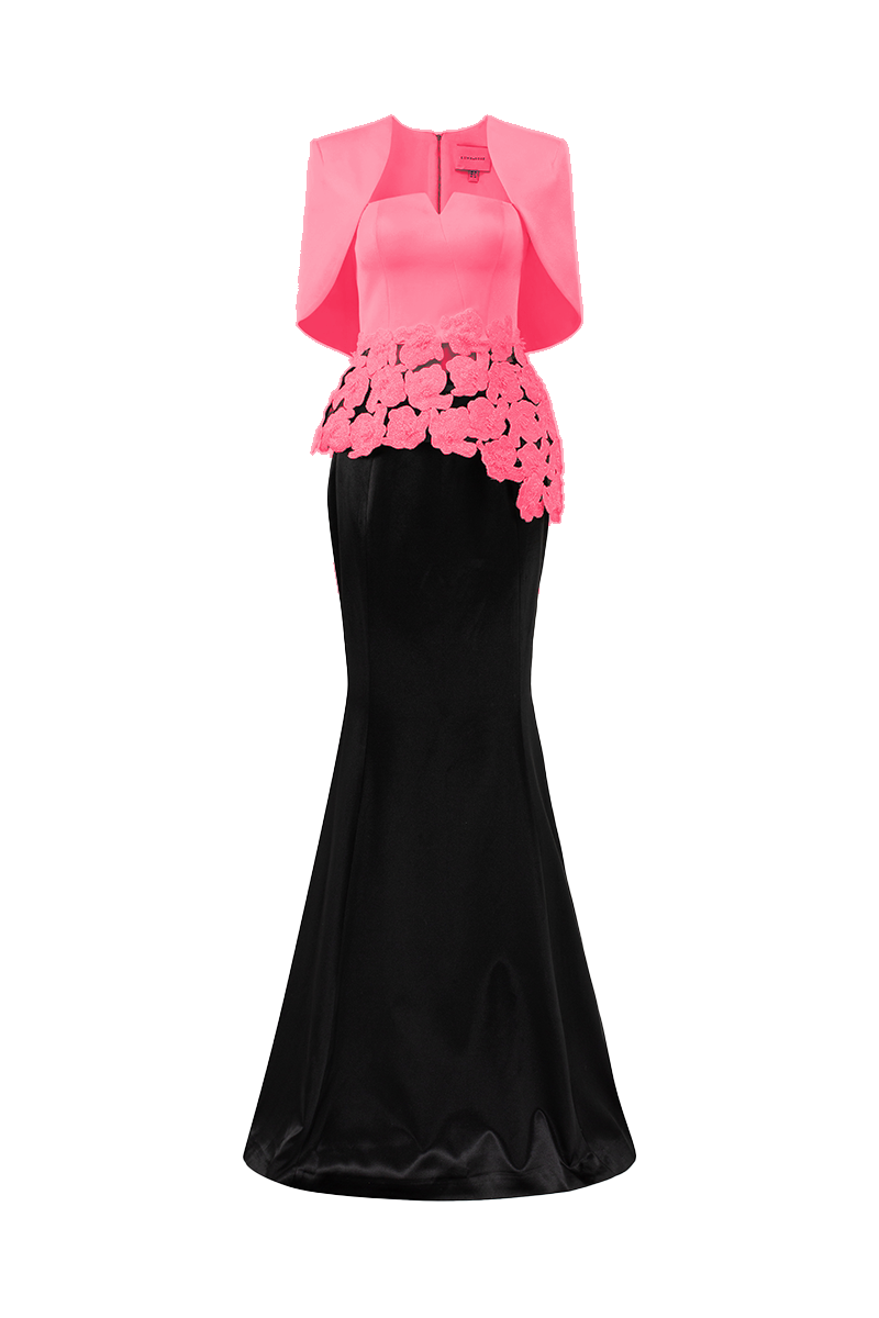 PEARL TAFFETA DRESS AND CAPE SET