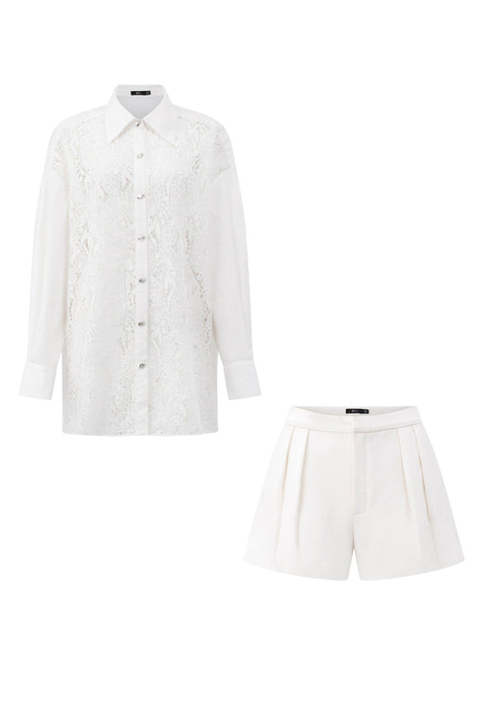 ELOISE LACE MIXED RAW SHIRT SET
