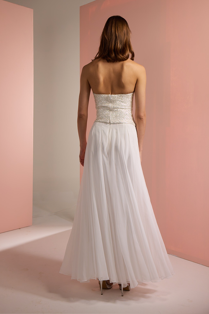 CORSET TOP WITH PALAZZO TROUSER SET IN WHITE