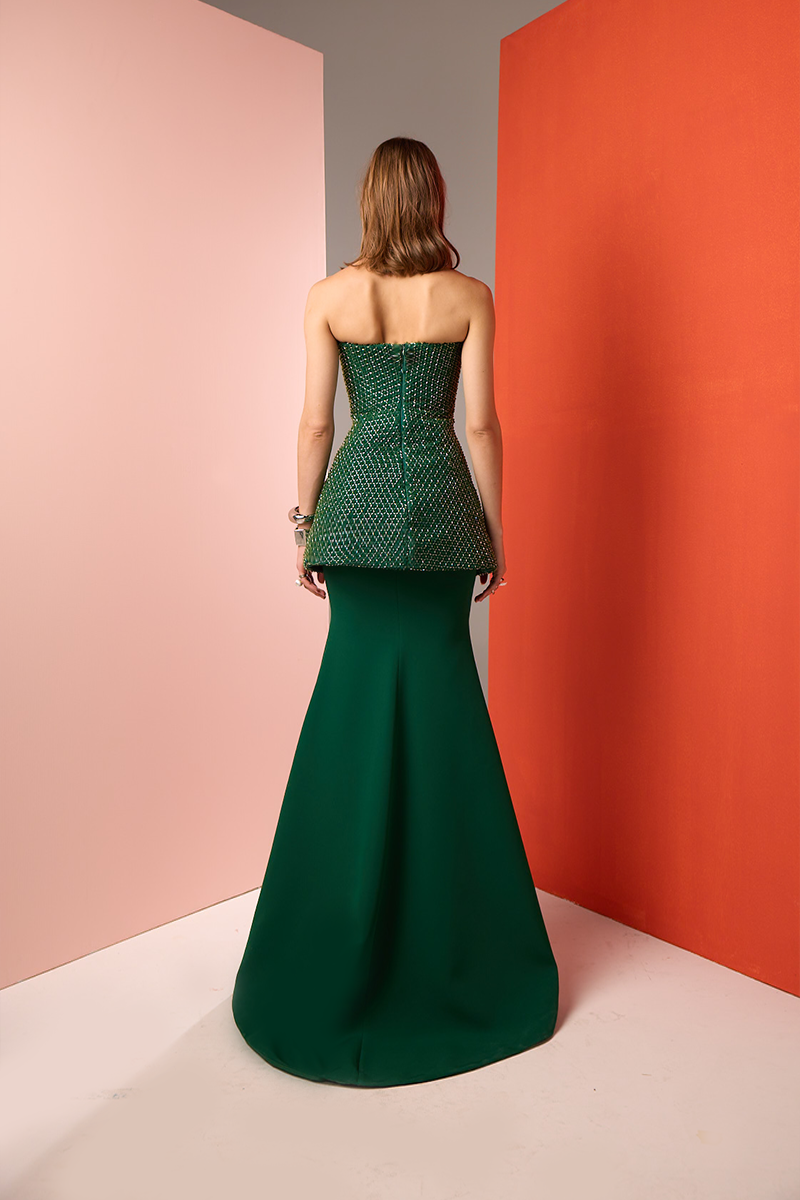 EMERALD CORSET TOP AND SKIRT SET