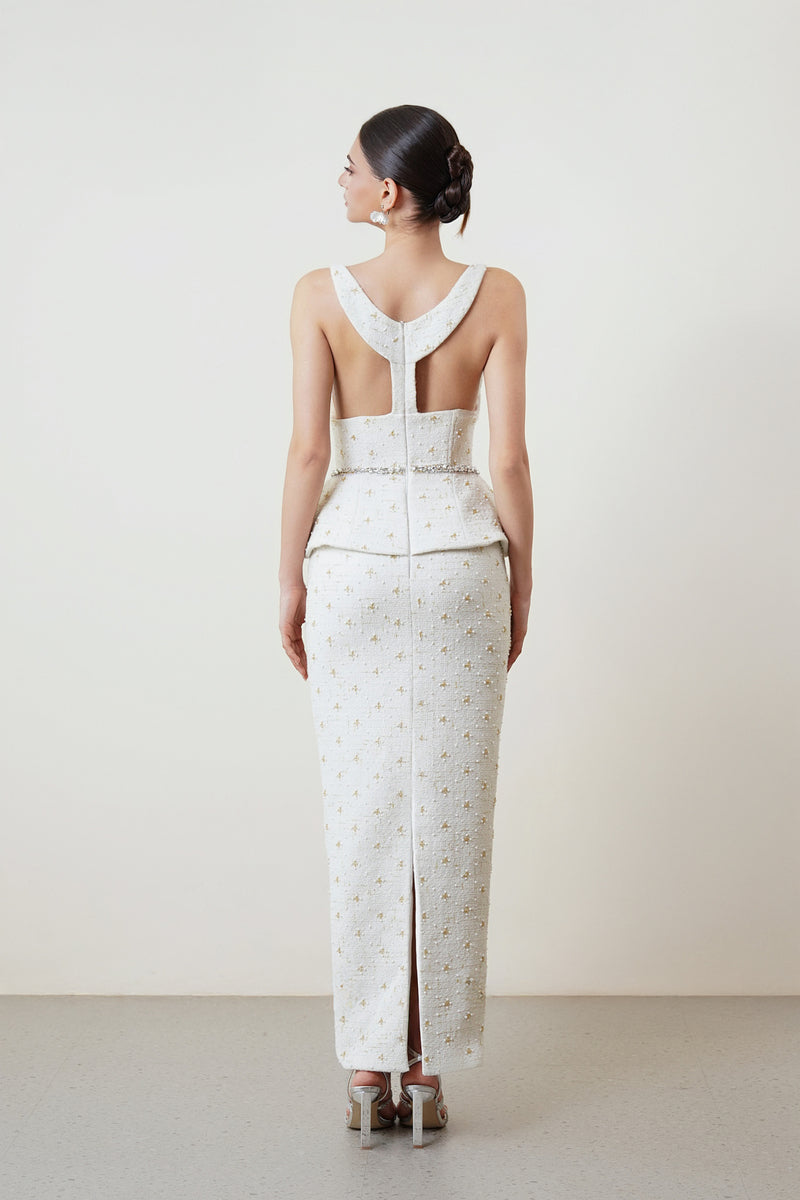 TWEET TOP AND SKIRT SET IN WHITE