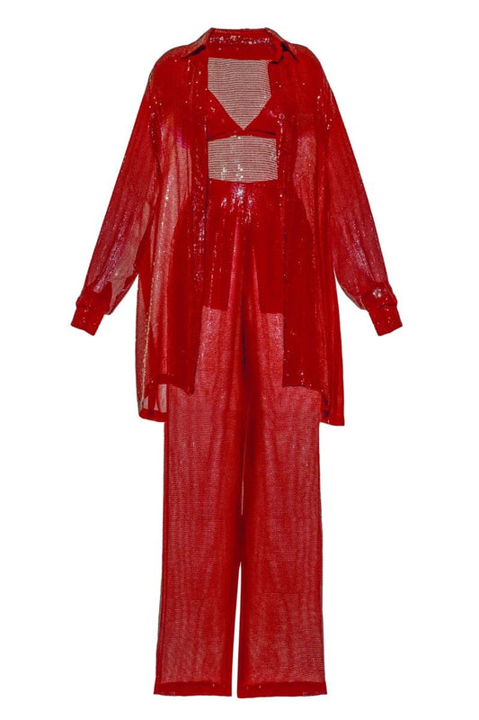 TRACY RED SEQUIN CO-ORD SET