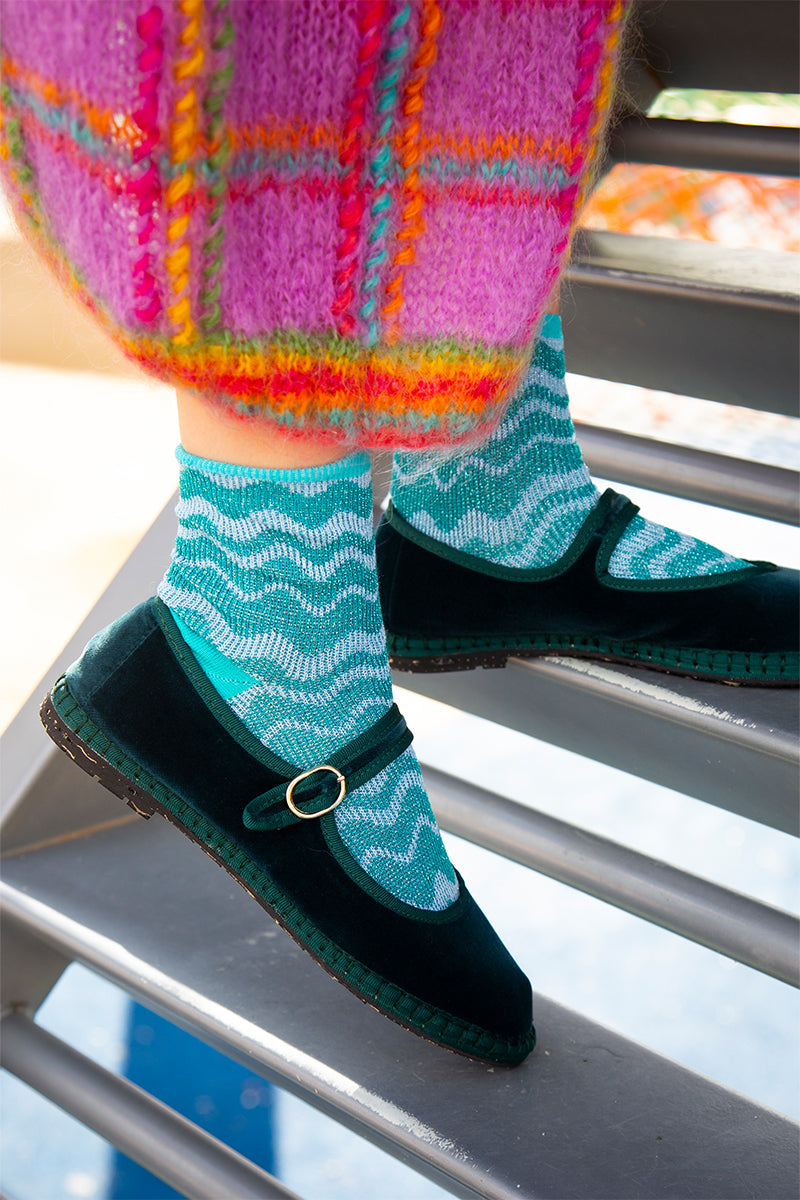 LEONOR MARY JANE VELVET IN DARK GREEN