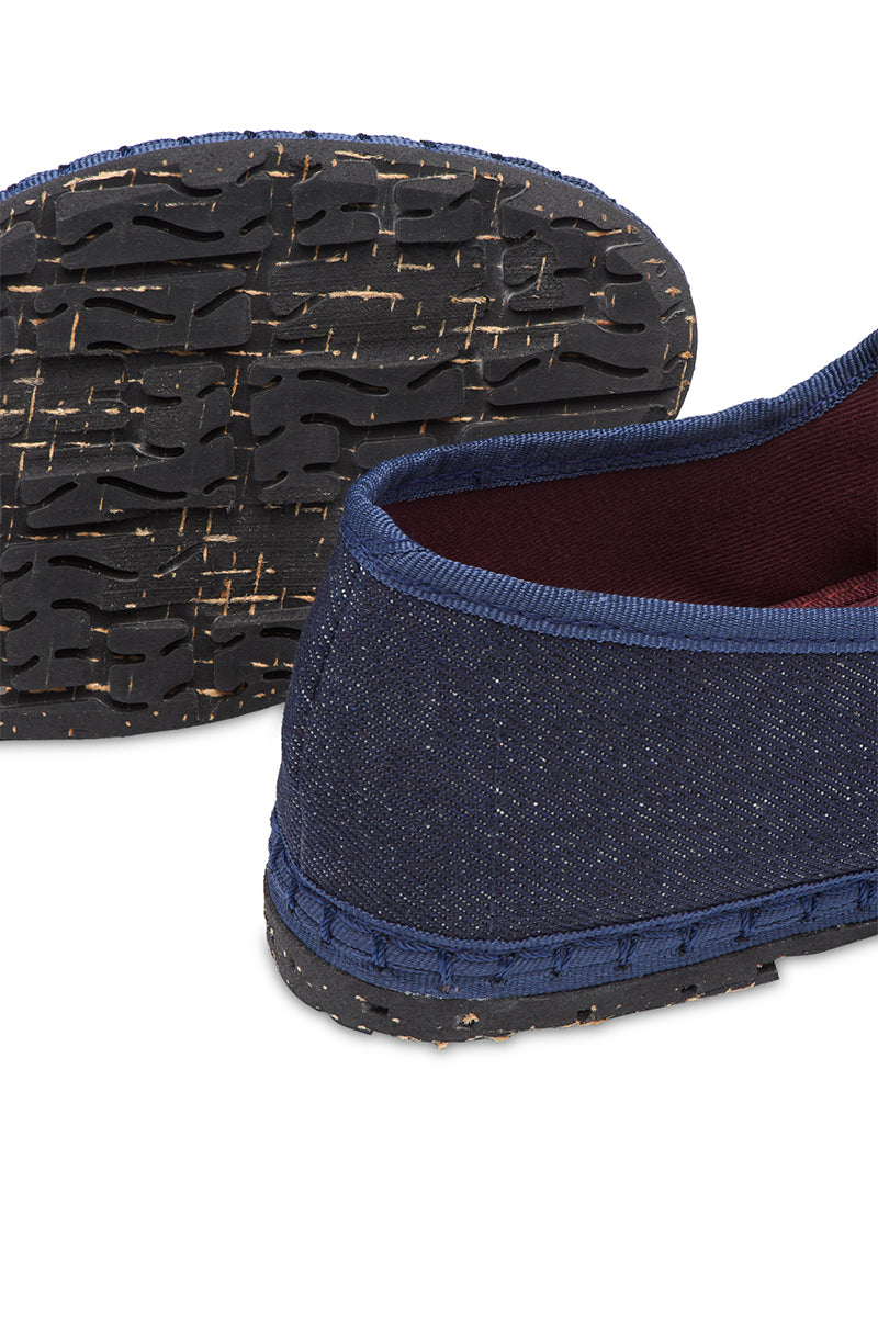 ROSTOVA MARY JANE DENIM IN DARK BLUE WITH DARK BLUE PIPING
