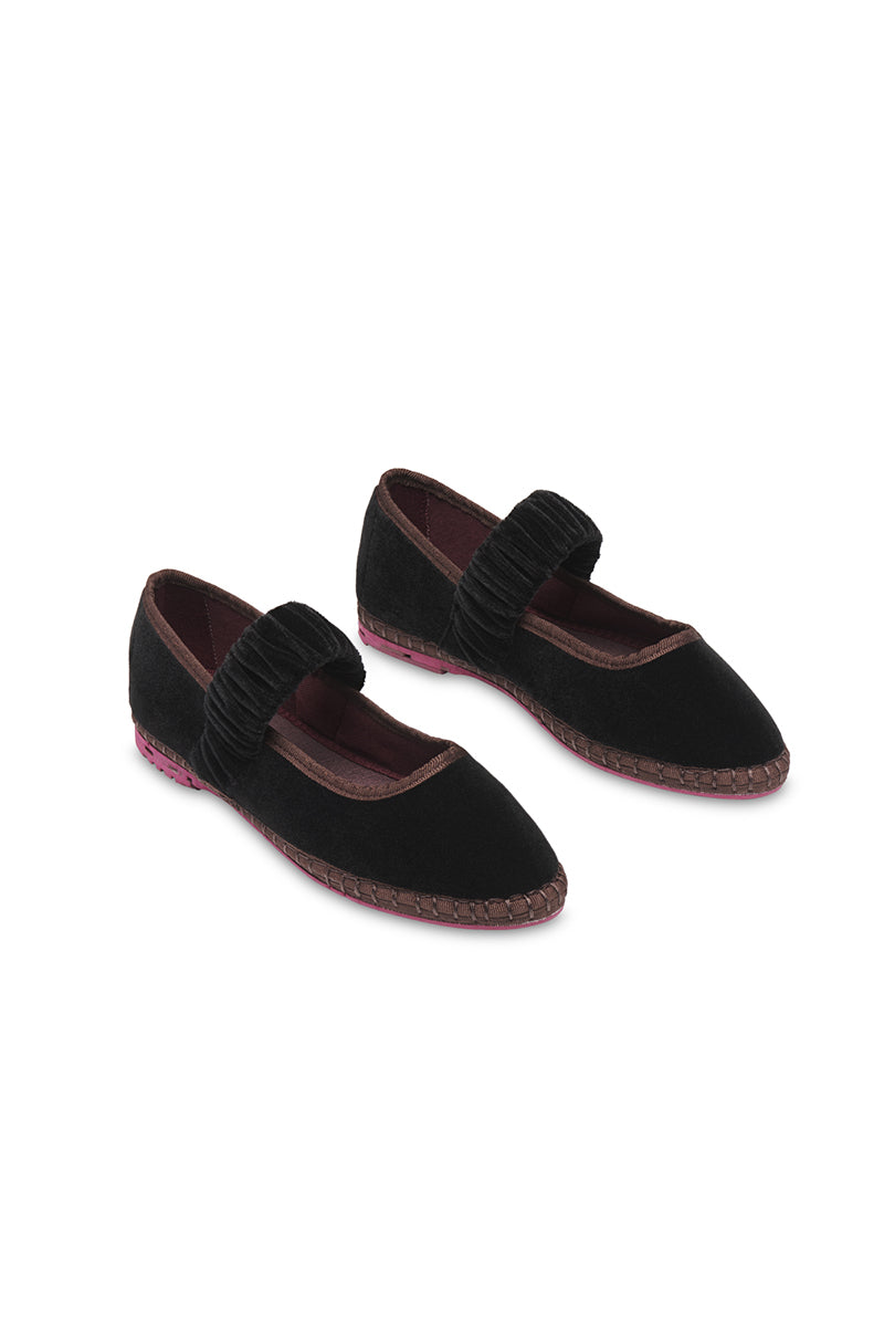 MAFALDA SETHE IN VELVET BLACK WITH BROWN PIPING