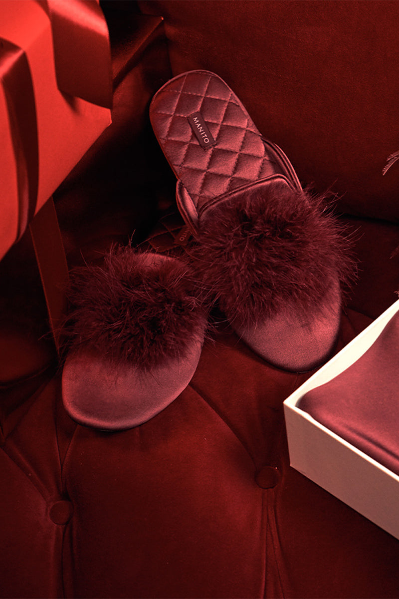 FIESTA SILK WOMEN'S SLIPPER IN BURGUNDY RED