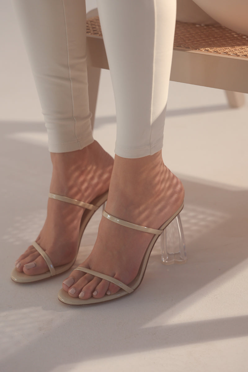 FIORELLINI GLASS MULE 95 IN WHEAT PATENT