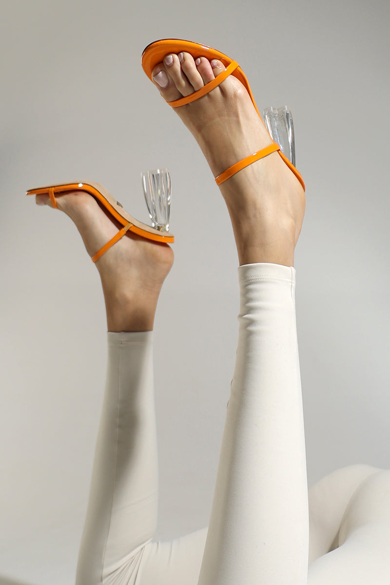 FIORELLINI ORANGE PATENT GLASS MULES
