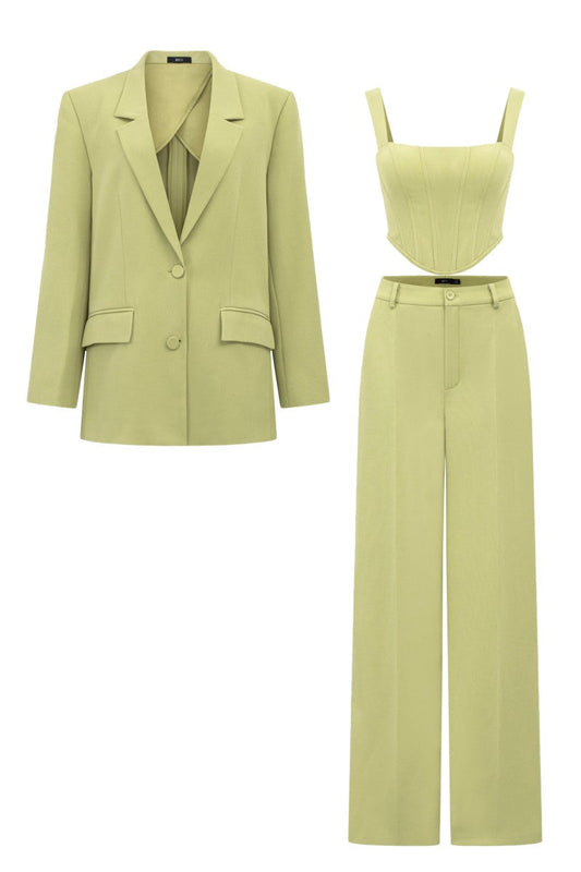 GRAINNE GREEN TUYTSI STRAIGHT THREE PIECE SET