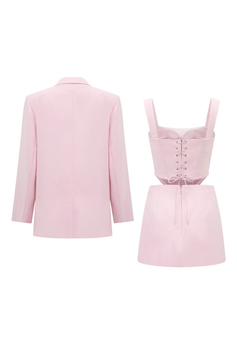 GRAINNE PINK TUYTSI STRAIGHT THREE PIECE SET