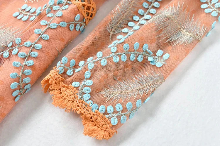 Couture Mesh Embroidery Midi Dress