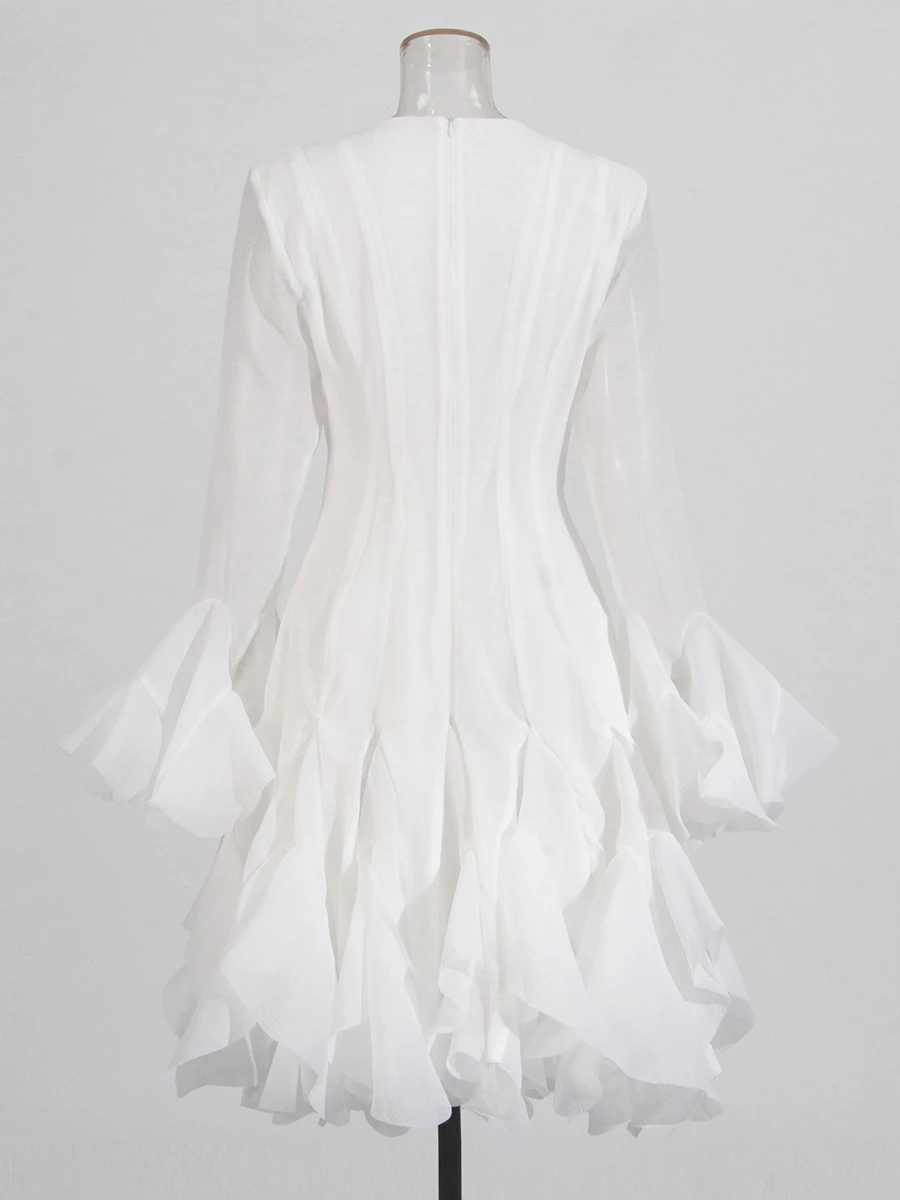 Elegant Ruffle Flare Sleeve Dress