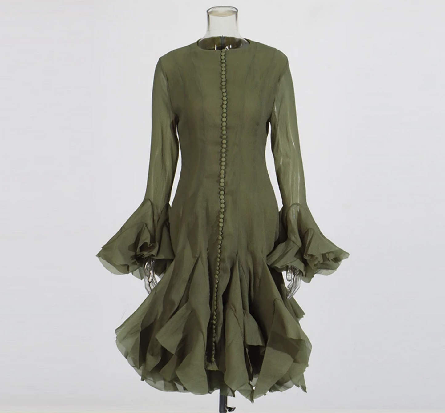 Elegant Ruffle Flare Sleeve Dress