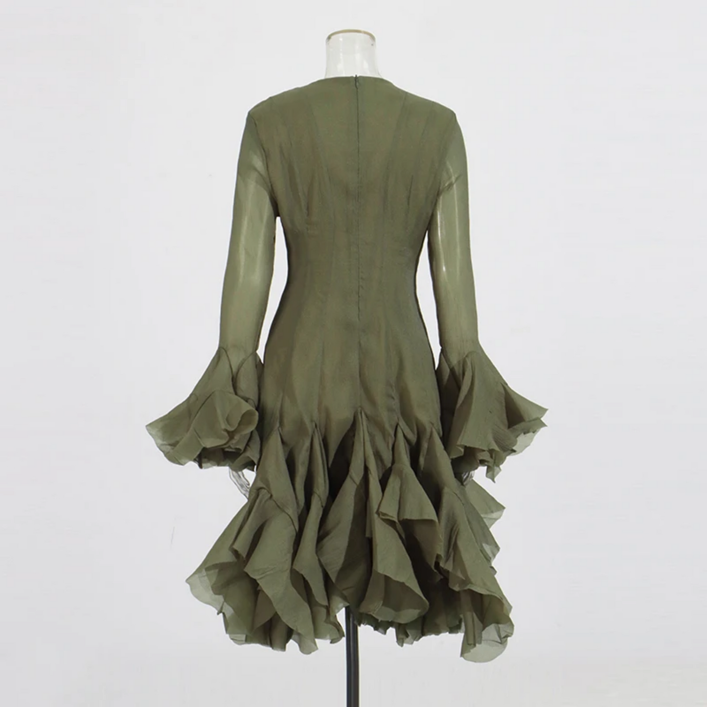 Elegant Ruffle Flare Sleeve Dress