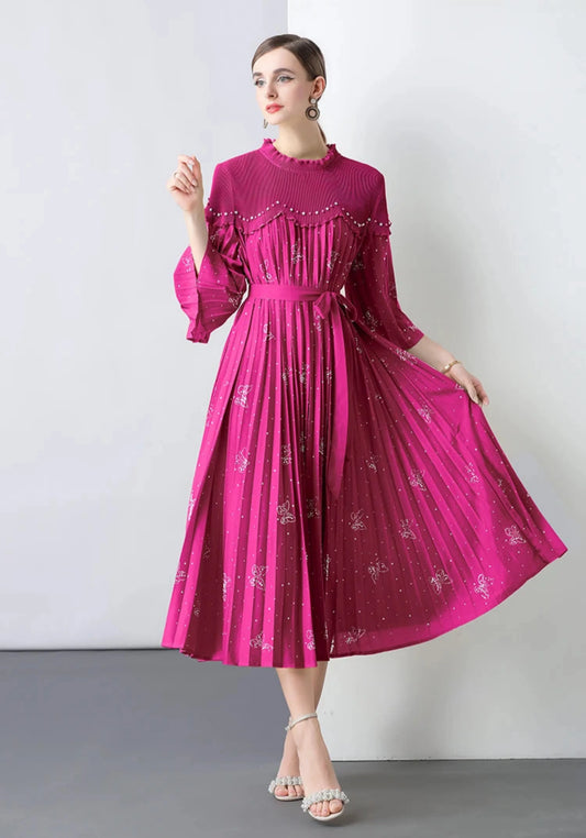 Modest Plissé Sequin Dress