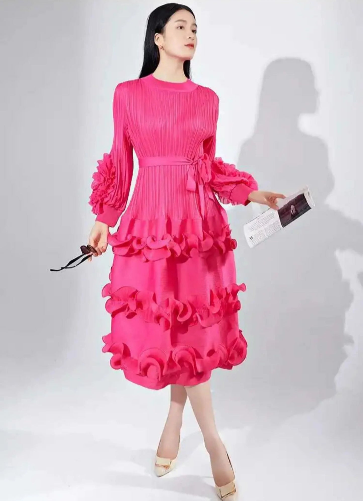 Luxury Plissé Pleated Cocktail Dress