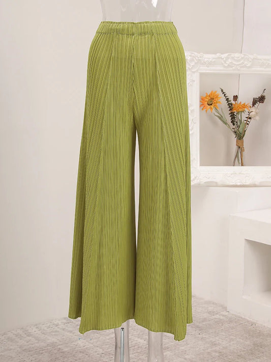 Luxe Wide-Leg Plisse Pants