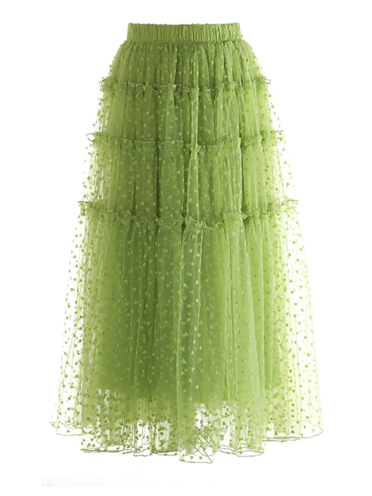 Swiss Dot Romantic Midi Skirt