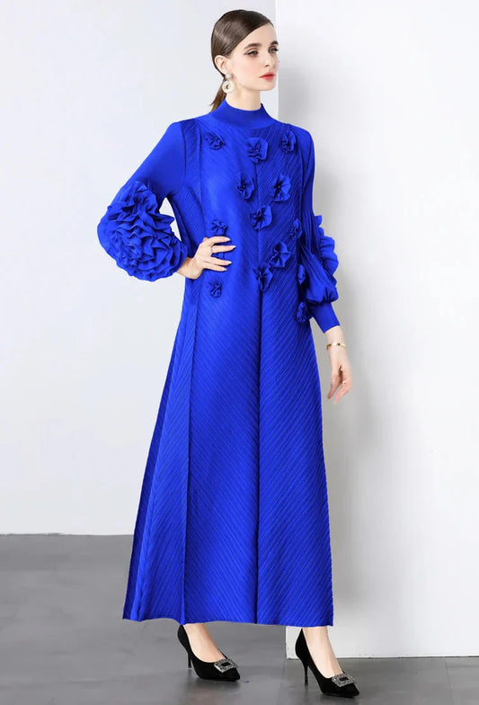 Luxury Pleats Floral Formal Dress