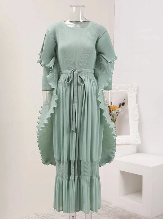 Elegant Ruffled Pleats Dress