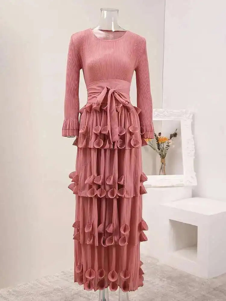 Luxury Pleats Tiered Dress