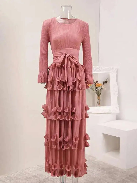Luxury Pleats Tiered Dress