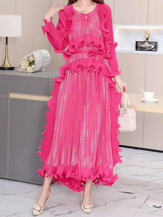 Luxury Plisse Ruffled Tiered Dress