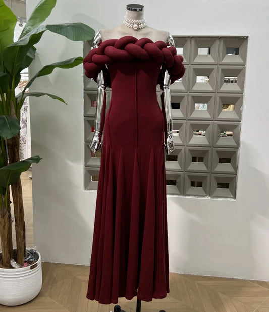 Luxury Braided Off-Shoulder Dress