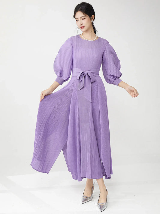 Elegant Stretch-Fit Pleated Dress