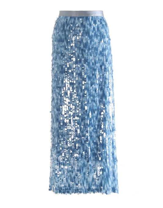 Sequin Glitter Straight Midi Skirt