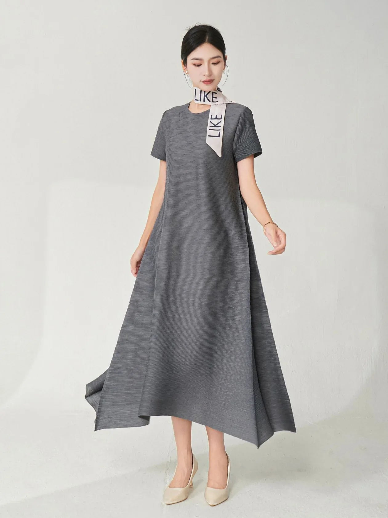 Couture Plissé Japanese Midi Dress