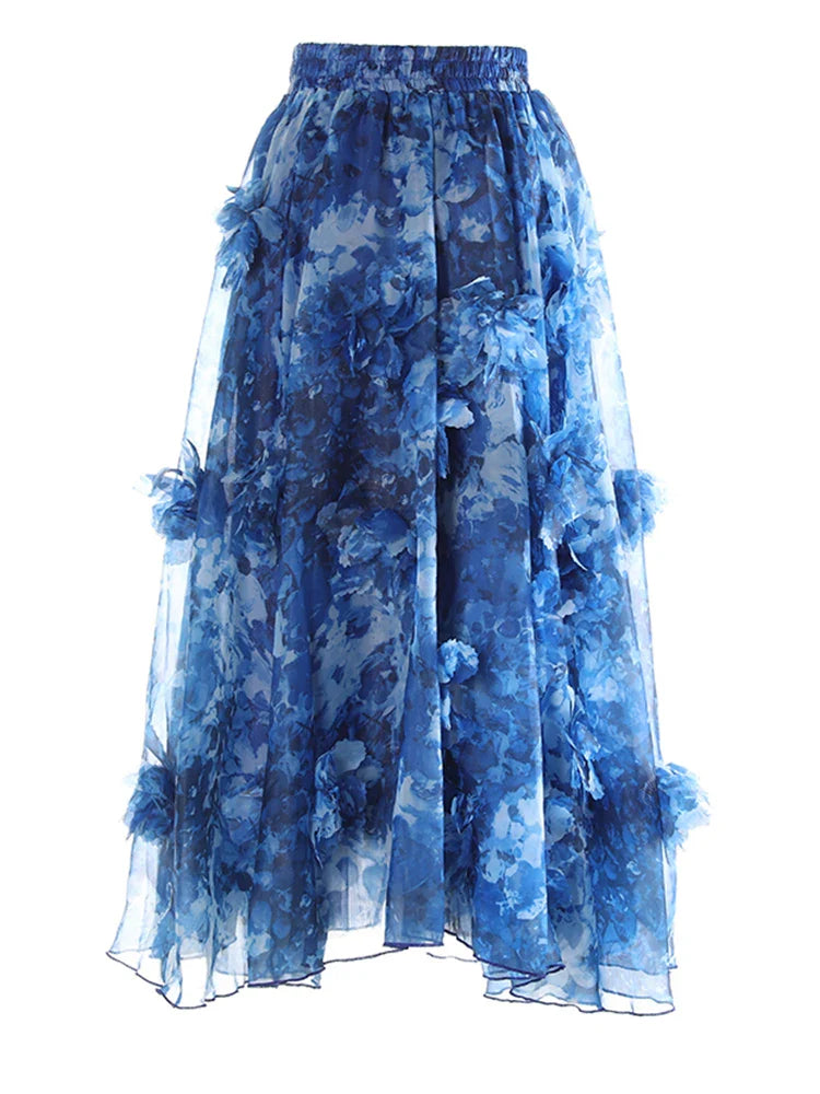 Floral Appliqué Pull-On Skirt