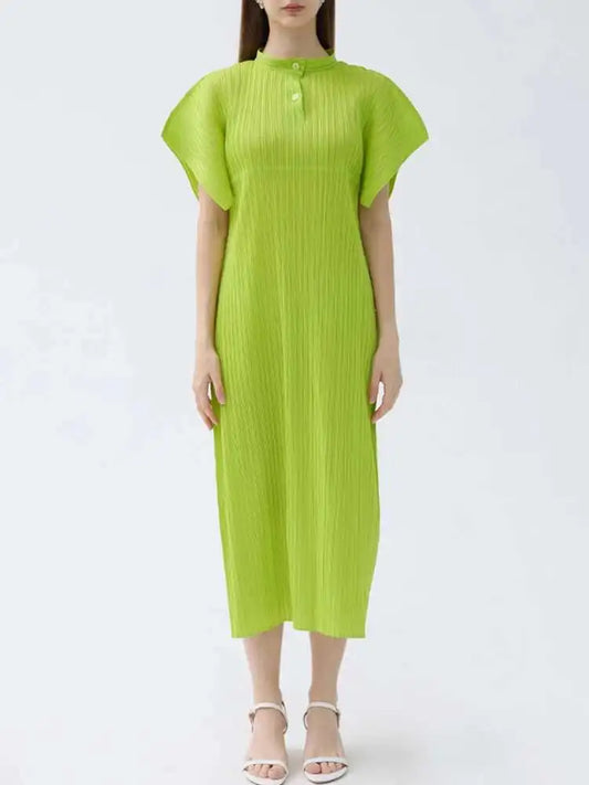 Truly Pleated Stand Collar Dress