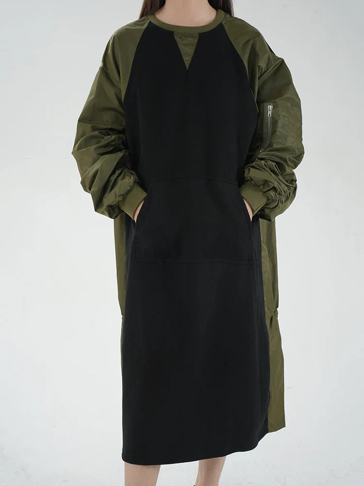 Oversized Bomber Sleeve Dress
