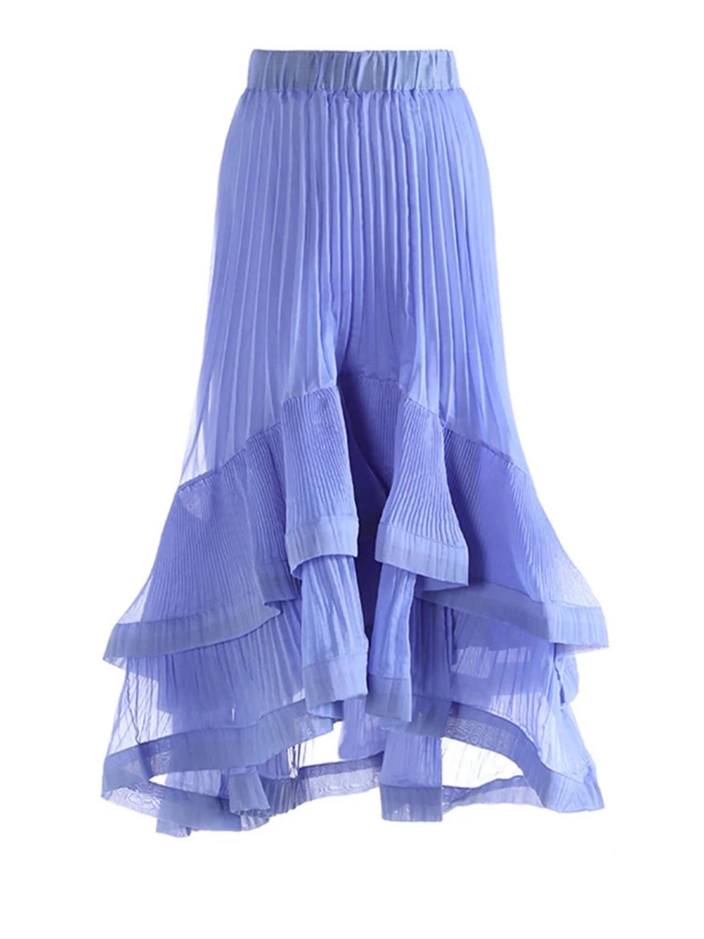 Pleated Asymmetric Ruffle Skirt