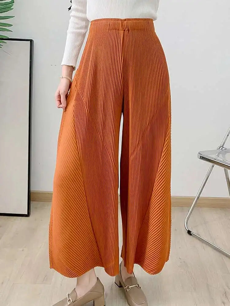 Plissé Pleated Wide-Leg Trousers