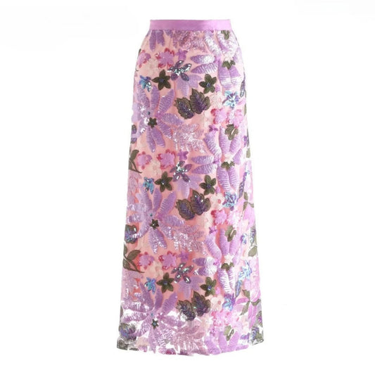 Luxury Floral Sequin Skirt