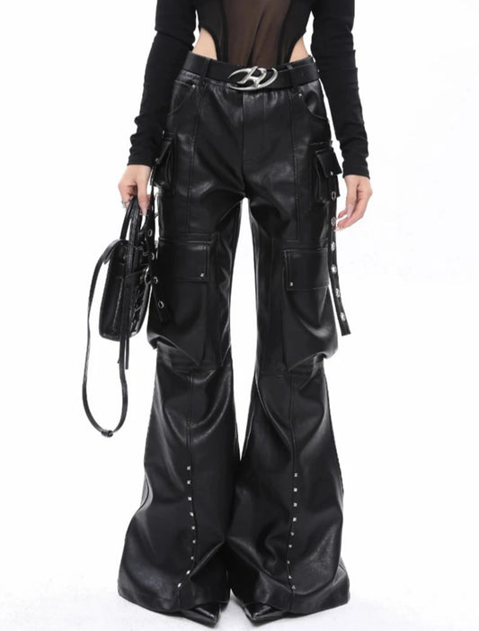 Luxe Vegan Leather Wide-Leg Trousers