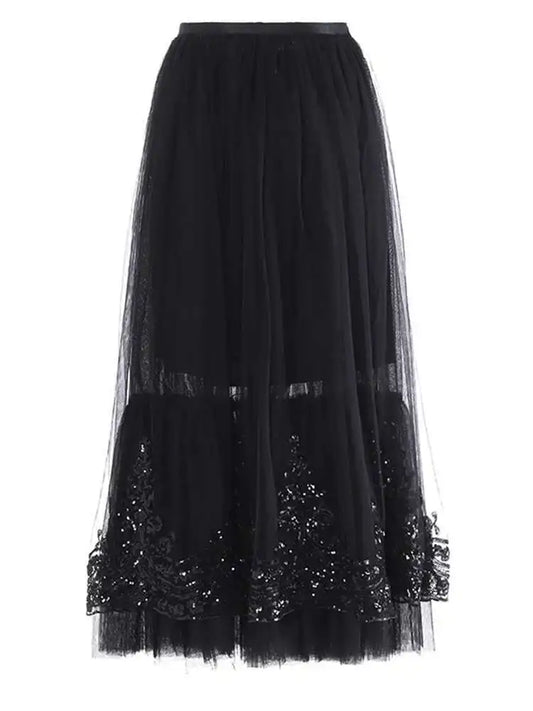 Tulle Sequin Midi Pull-On Skirt