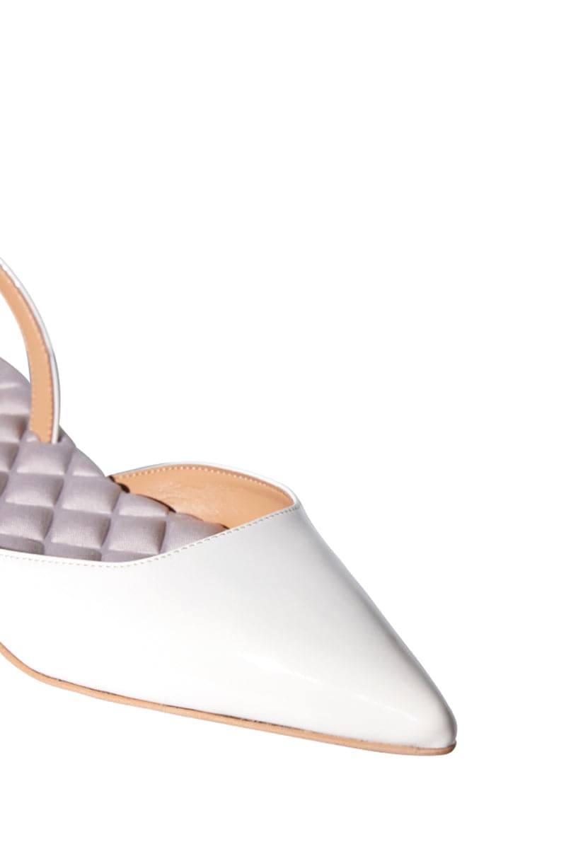 JACKIE IVORY PATENT-EFFECT SLINGBACK FLATS