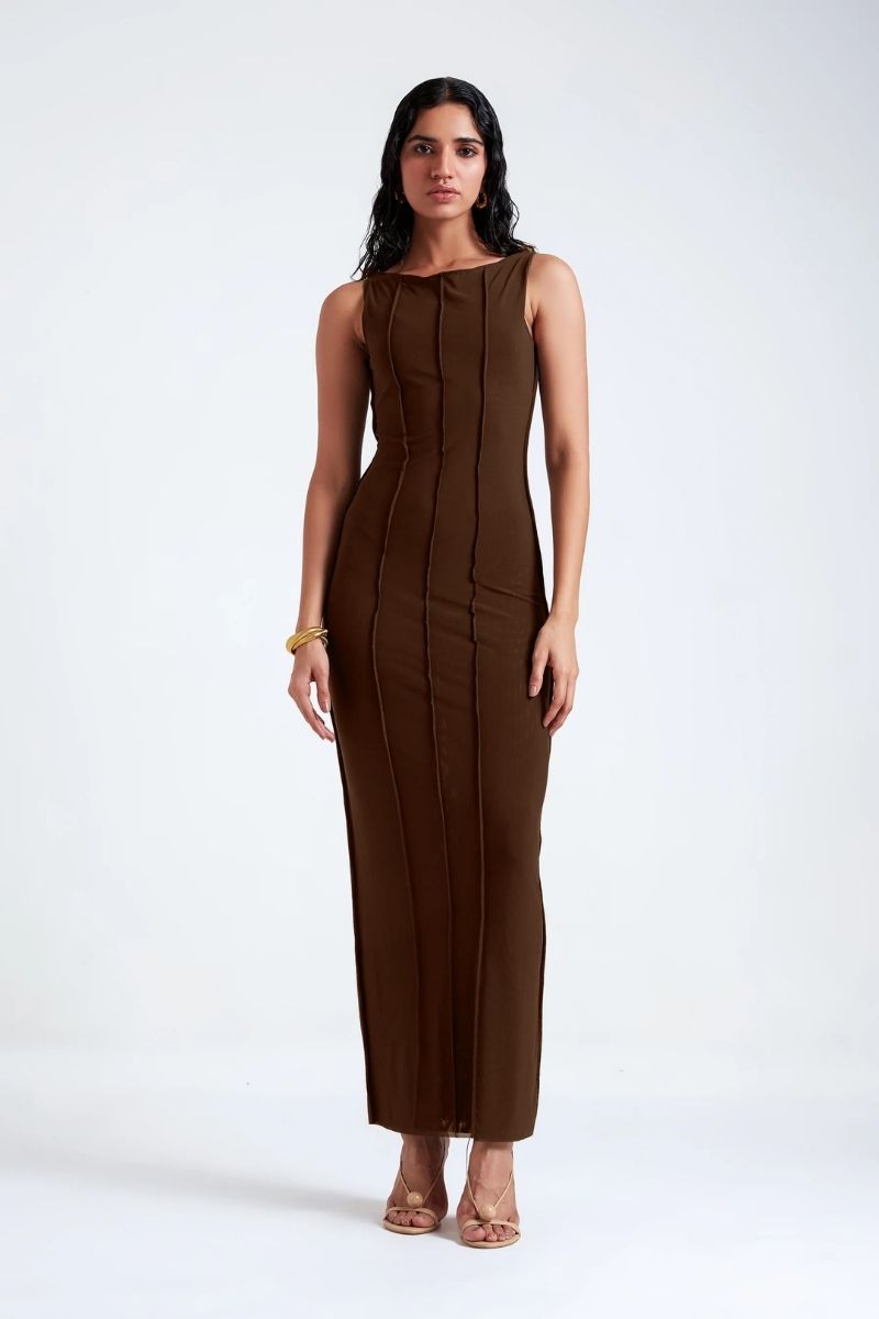KIAH BLACK COFFEE DRESS AND COAT SET