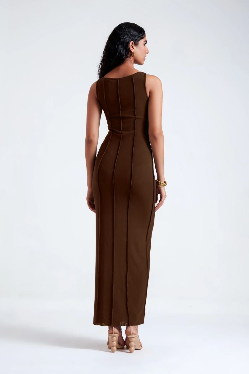 KIAH BLACK COFFEE DRESS AND COAT SET