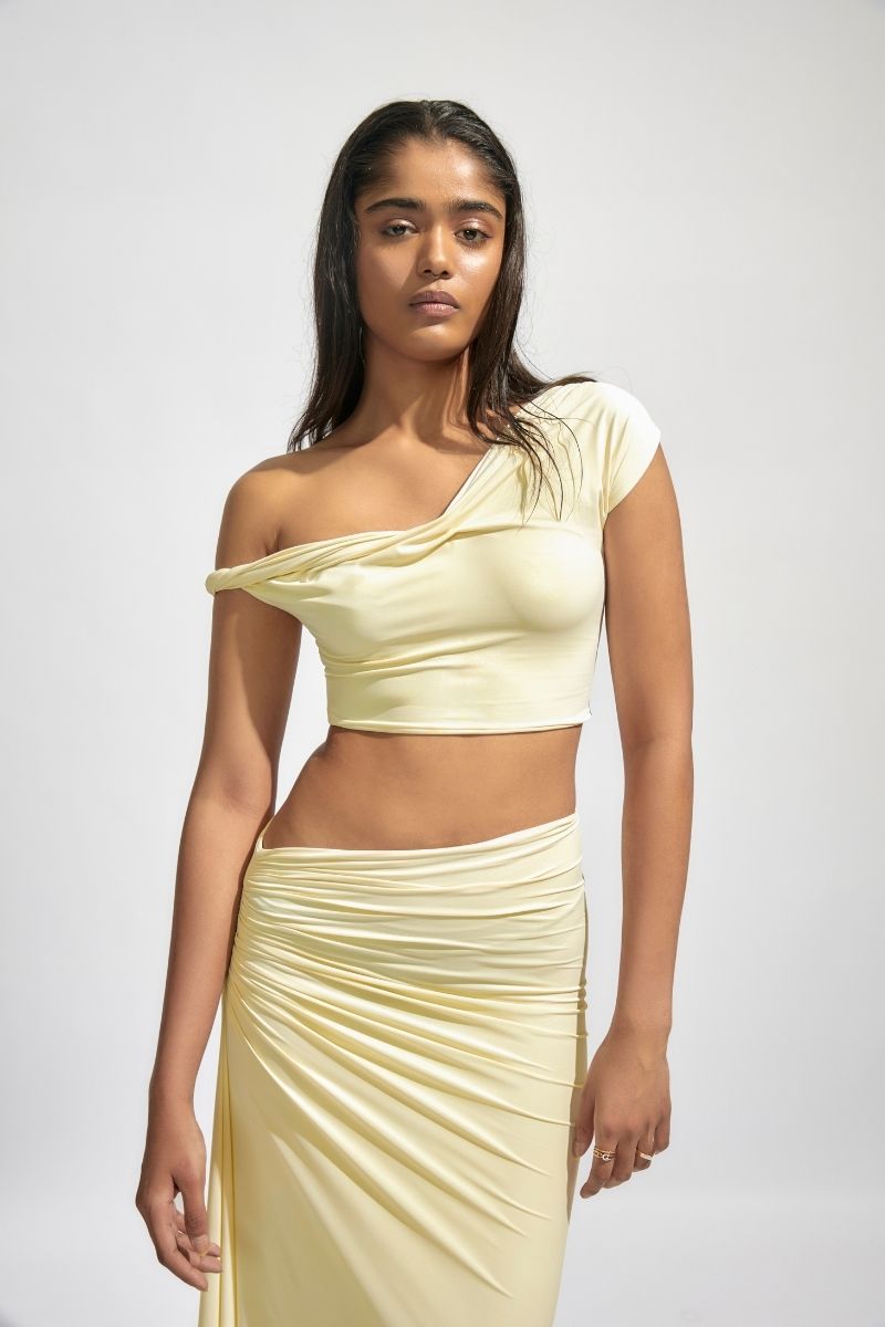 KIRA BUTTER YELLOW TOP AND SKIRT SET