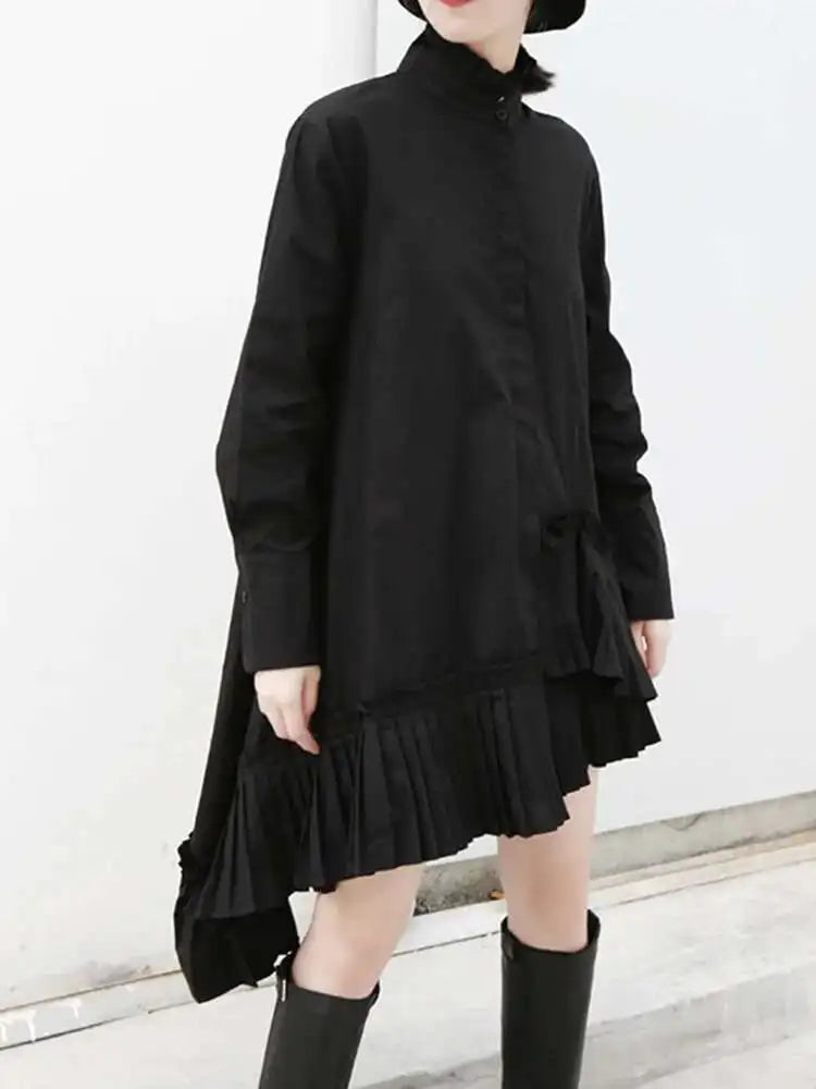 Ruffled High-Neck Blouse Top