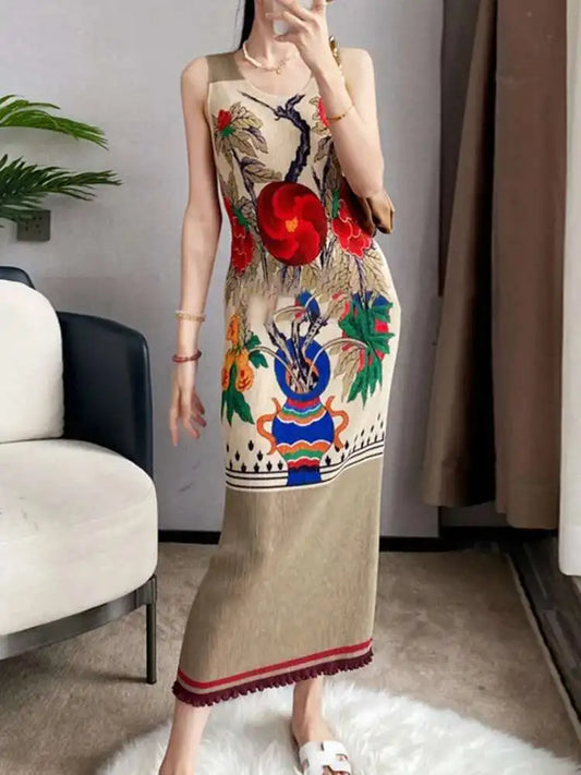 Luxury Pleated Sleeveless Dress