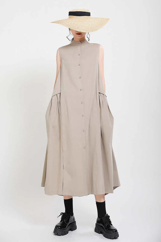 Luxury Oversized Sleeveless Shirt Dress
