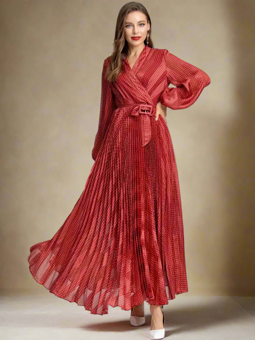 Luxury V-Neck Chiffon Dress